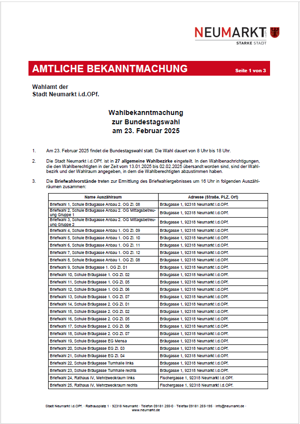 Amtliche Bekanntmachung