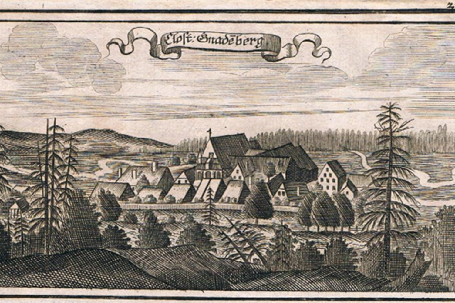 Kloster Gnadenberg bei Berg, Landkreis Neumarkt in der Oberpfalz; 
Stich des Klosters aus dem 