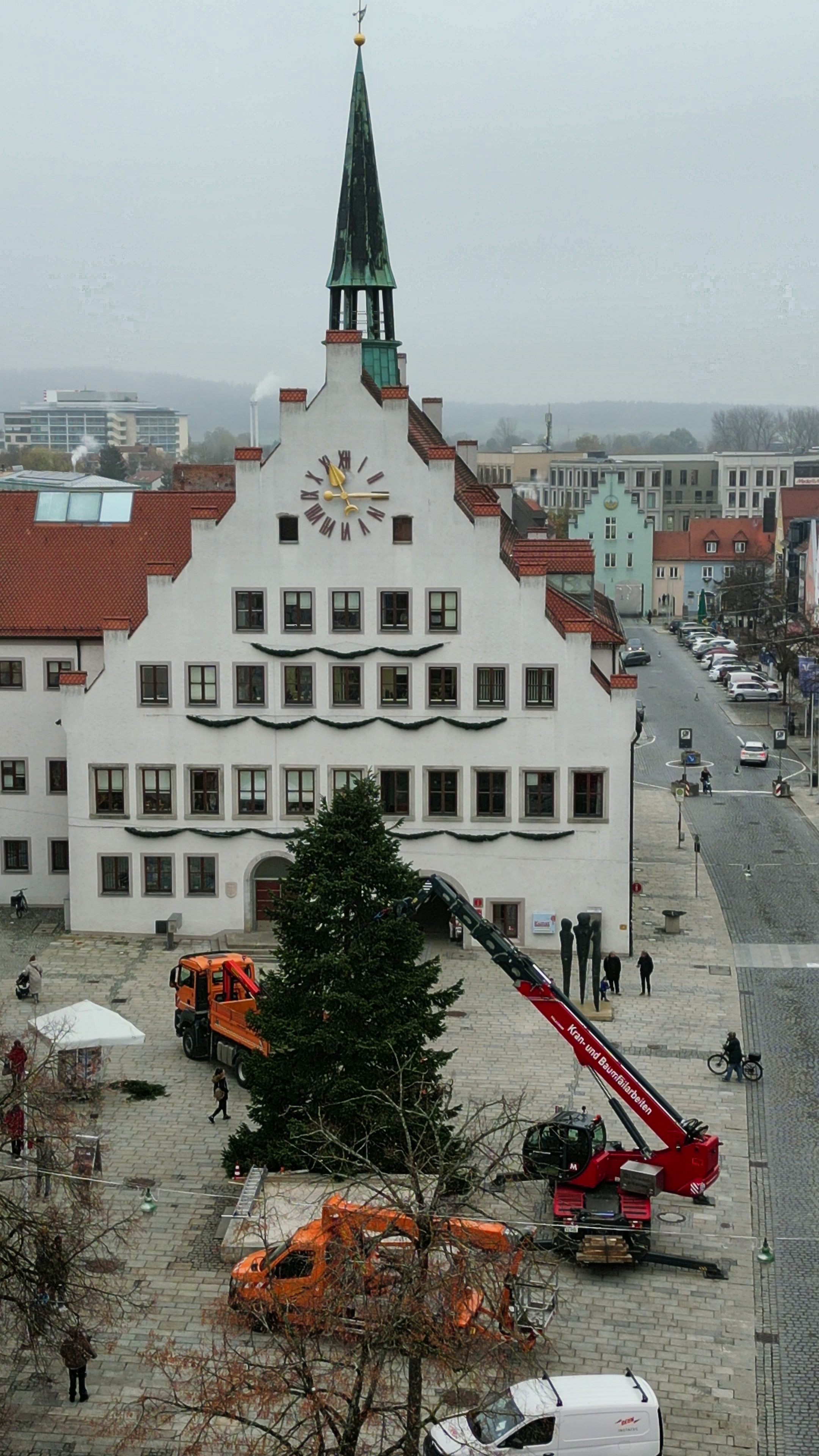 Christbaum vor dem Rathaus aufgestellt